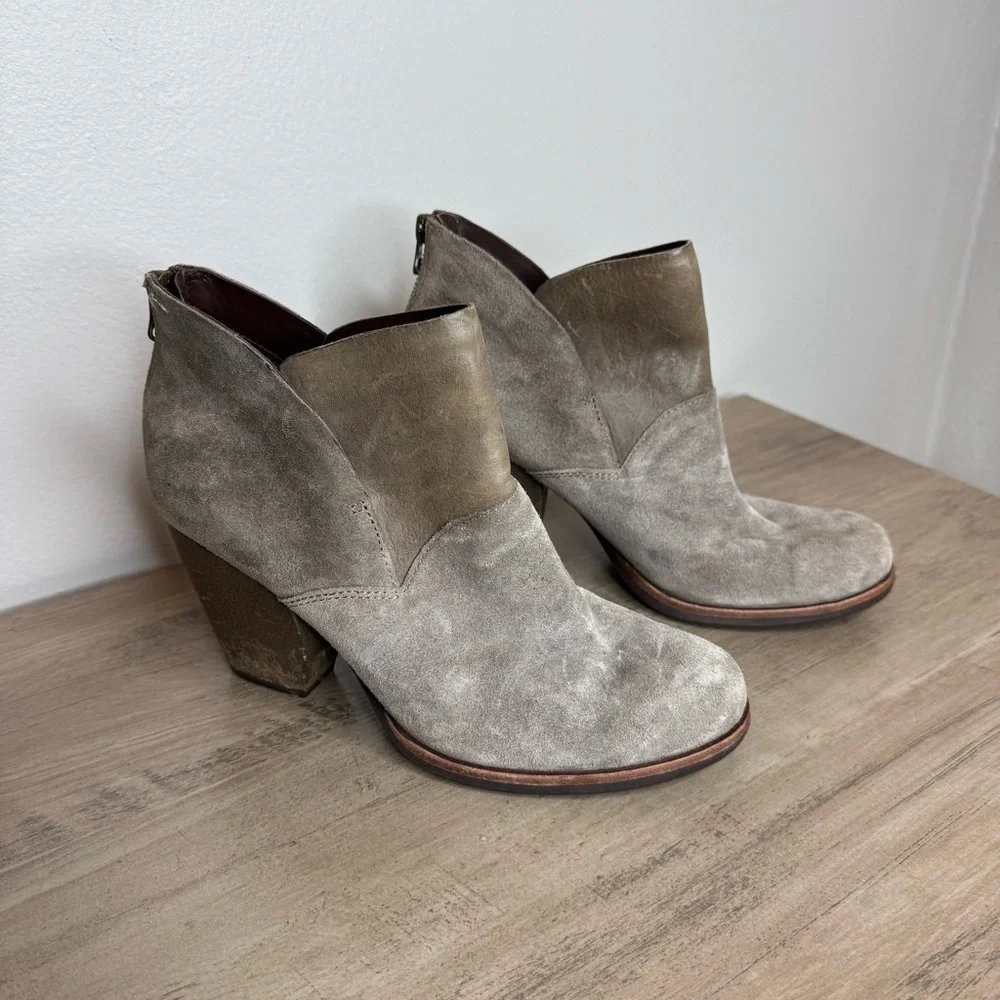 Kork-Ease Castaneda Booties Leather Suede Brown Heeled